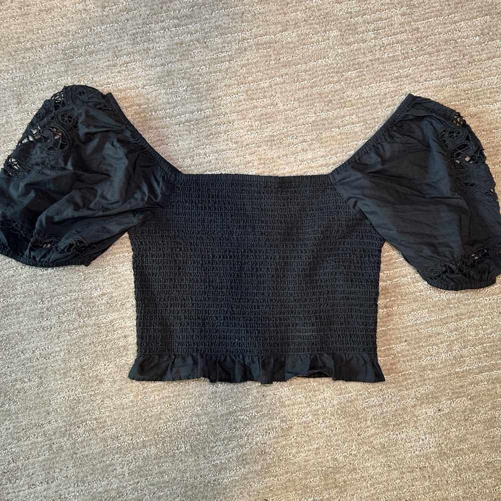 American Eagle Outfitters charcoal Smocked Blouse
